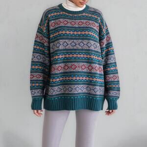 80s Fair Isle Wool Grandpacore Sweater Heritage Apres Ski Grunge Cabincore M
